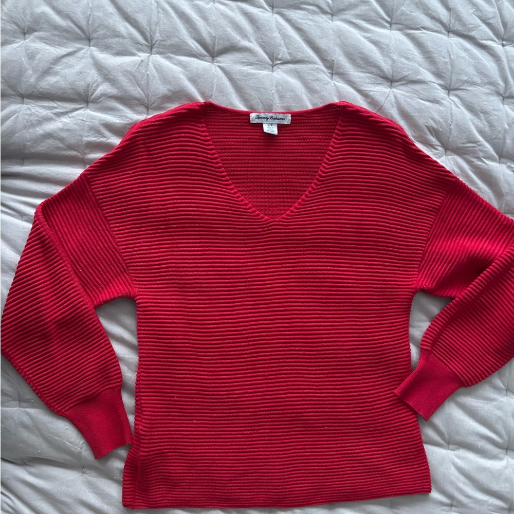 Tommy Bahama Red V-Neck Ribbed Sweater